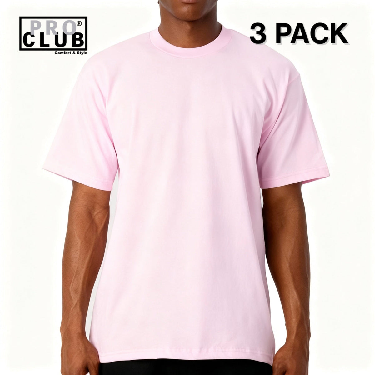 3 PACK Pro Club Men's Heavyweight Cotton Short Sleeve Crew Neck T-Shirt