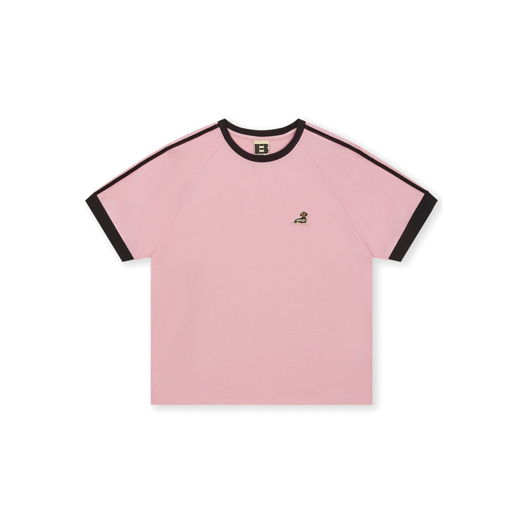 Boneless Puppy Embroidered T-Shirt 'Pink'