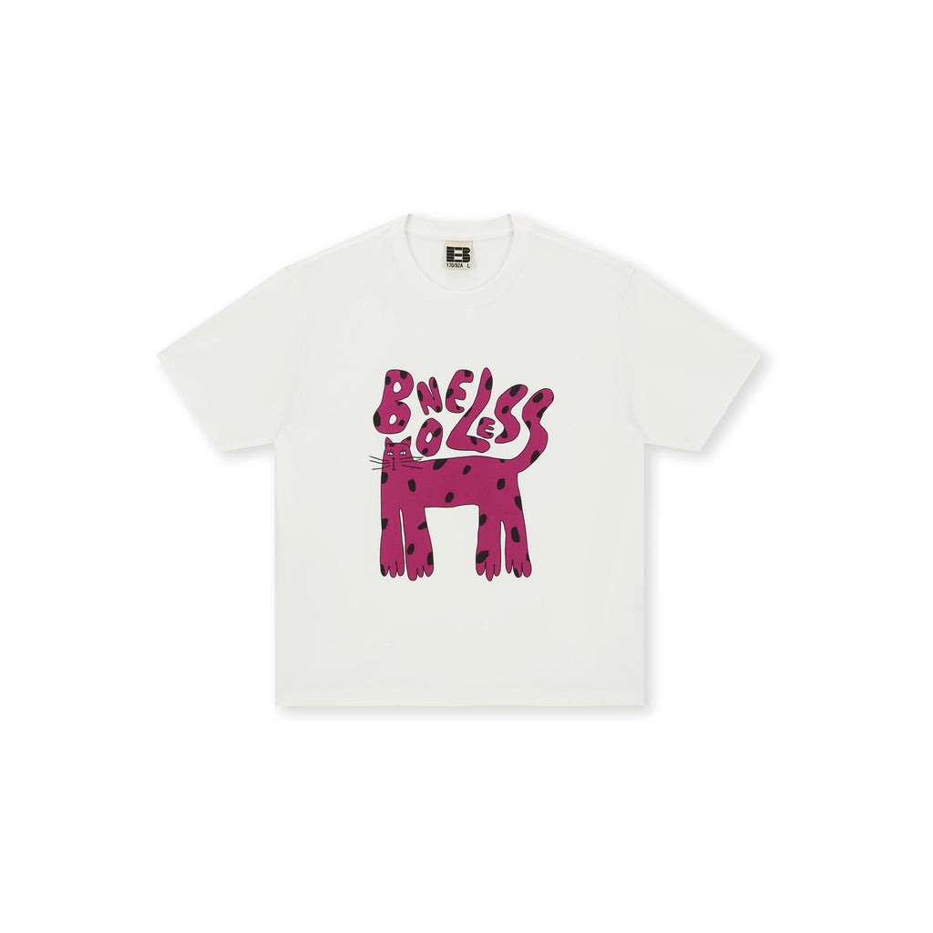 Boneless Abstract Pink kitten T-Shirt 'Cream White'