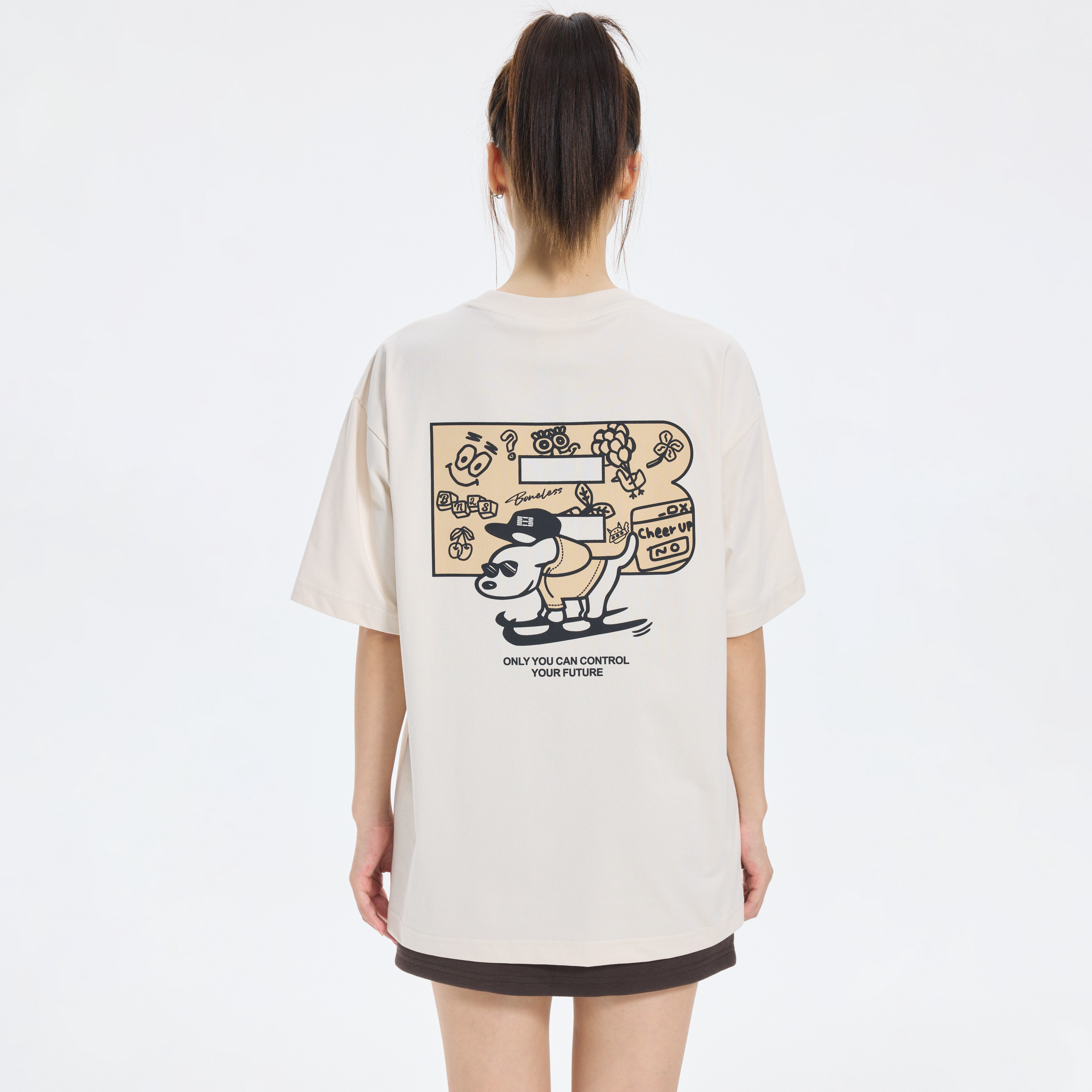 Boneless Fun Graffiti Skateboard Puppy T-Shirt 'Apricot'