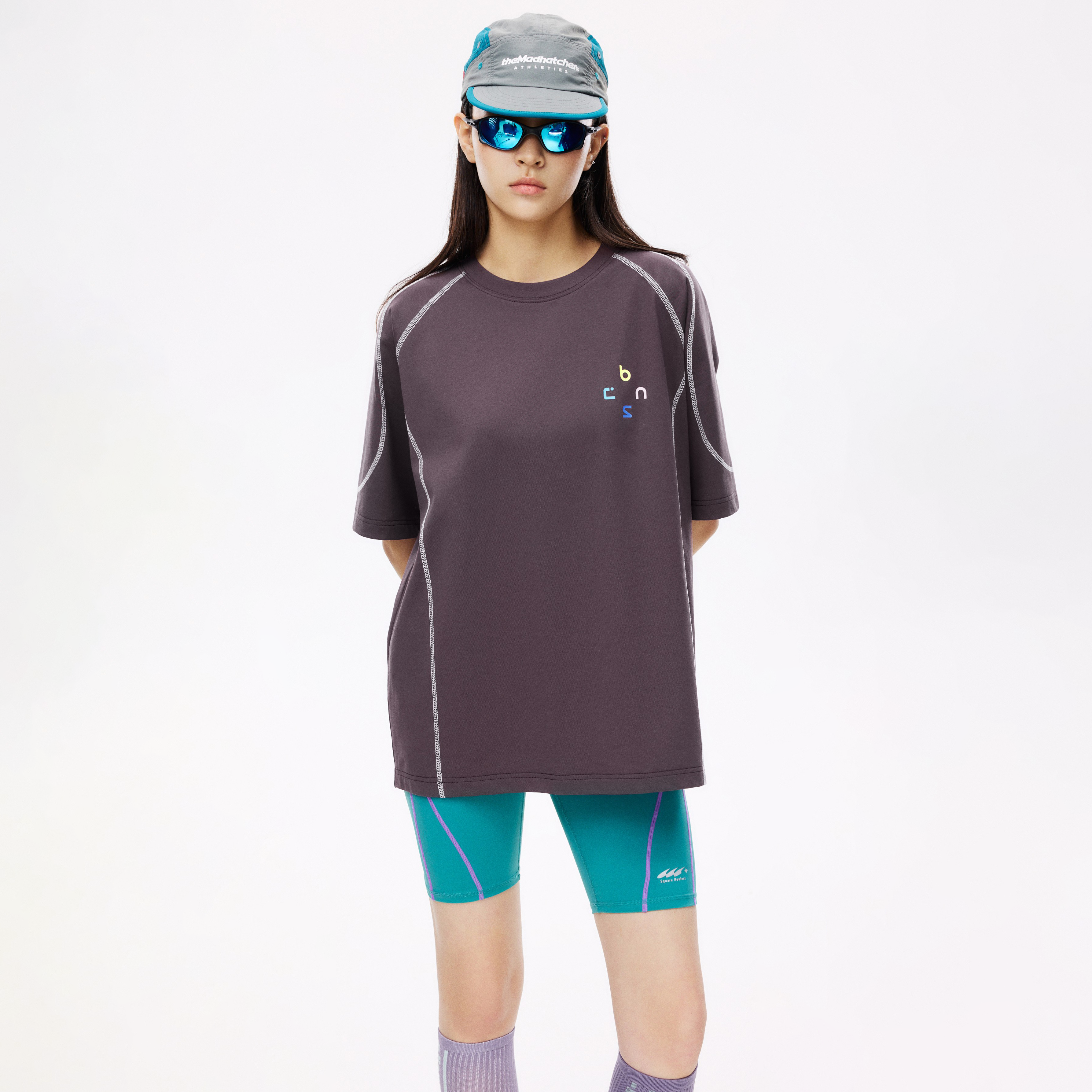 Boneless Color Block Loose T-Shirt 'Purple'