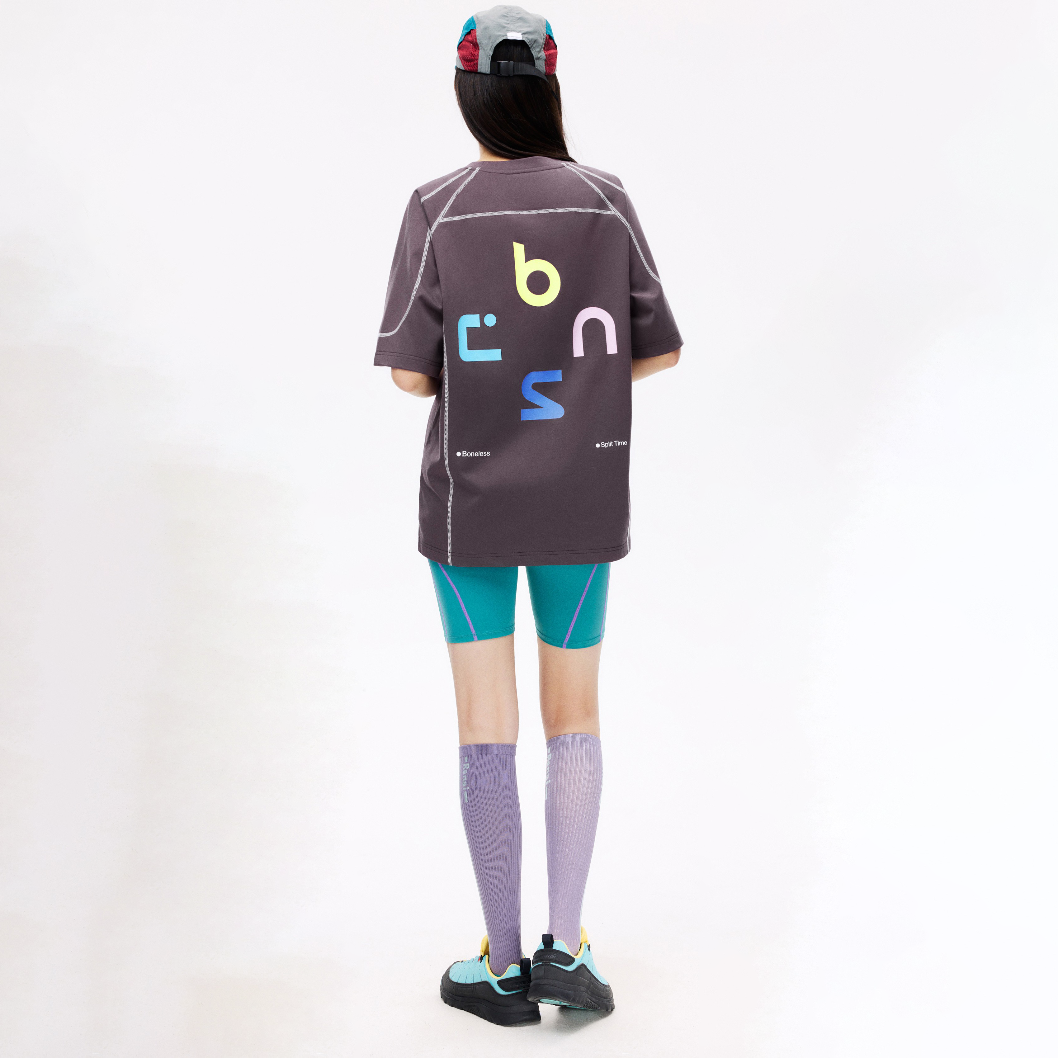 Boneless Color Block Loose T-Shirt 'Purple'