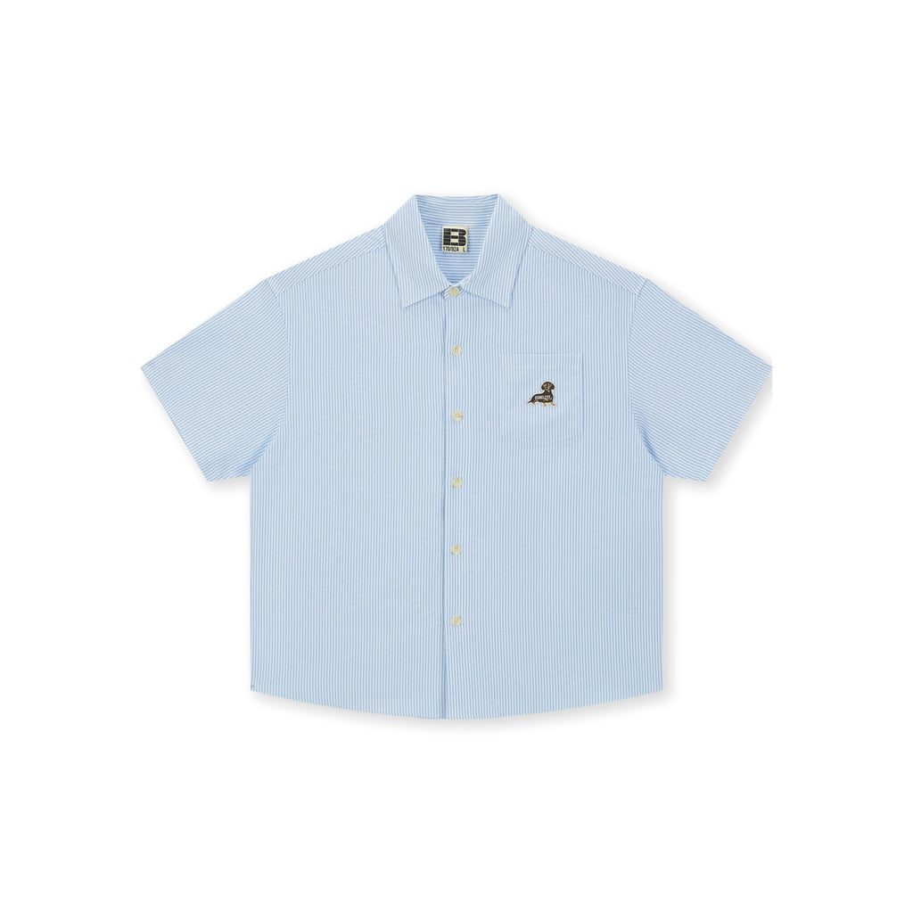Boneless Puppy Embroidered Stripe Shirt 'Light Blue'