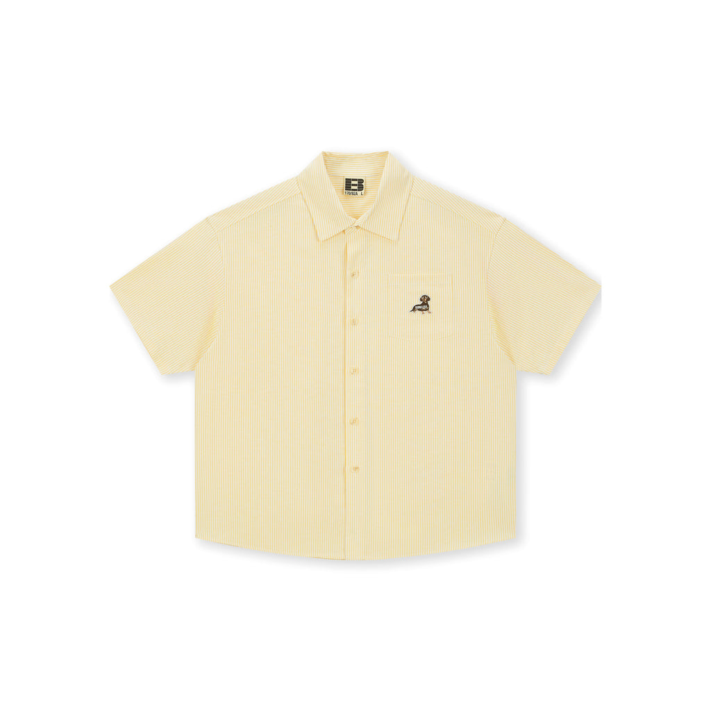 Boneless Puppy Embroidered Stripe Shirt 'Light Yellow'