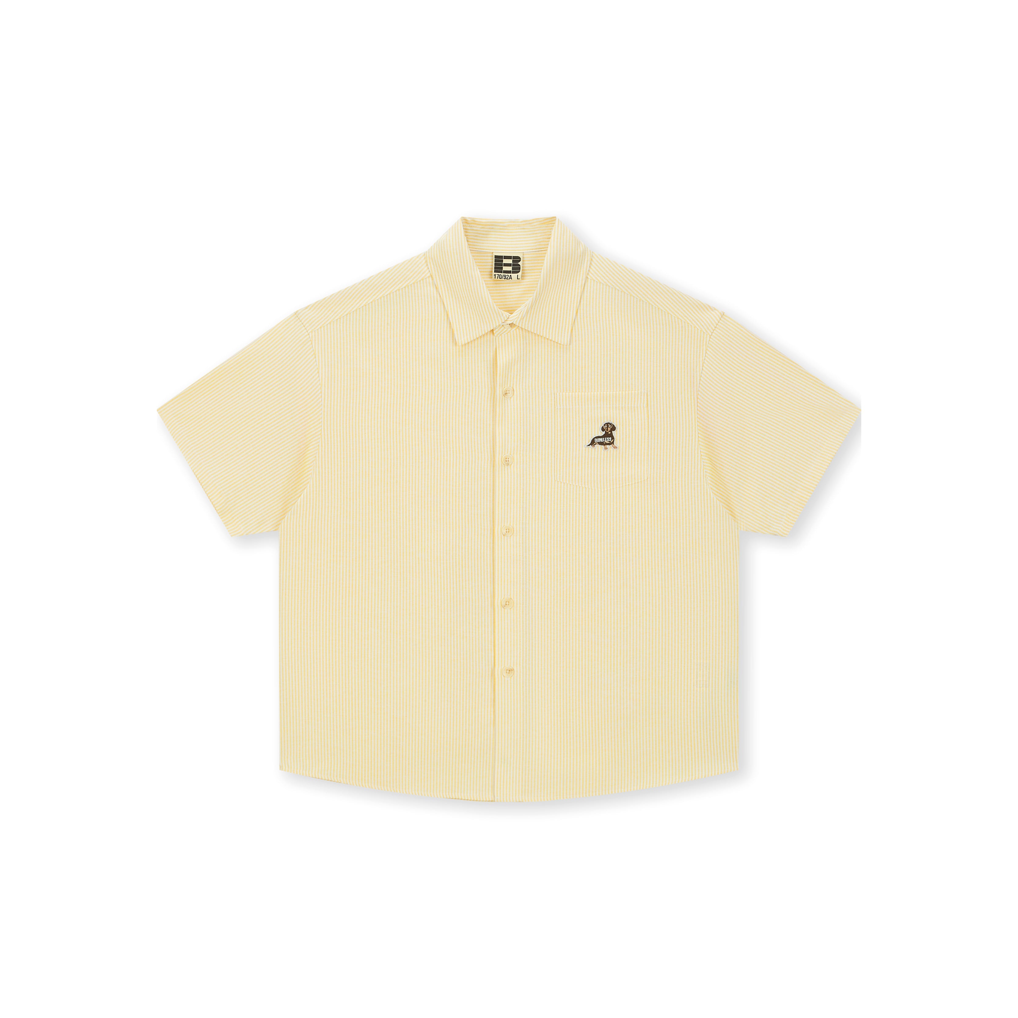 Boneless Puppy Embroidered Stripe Shirt 'Light Yellow'