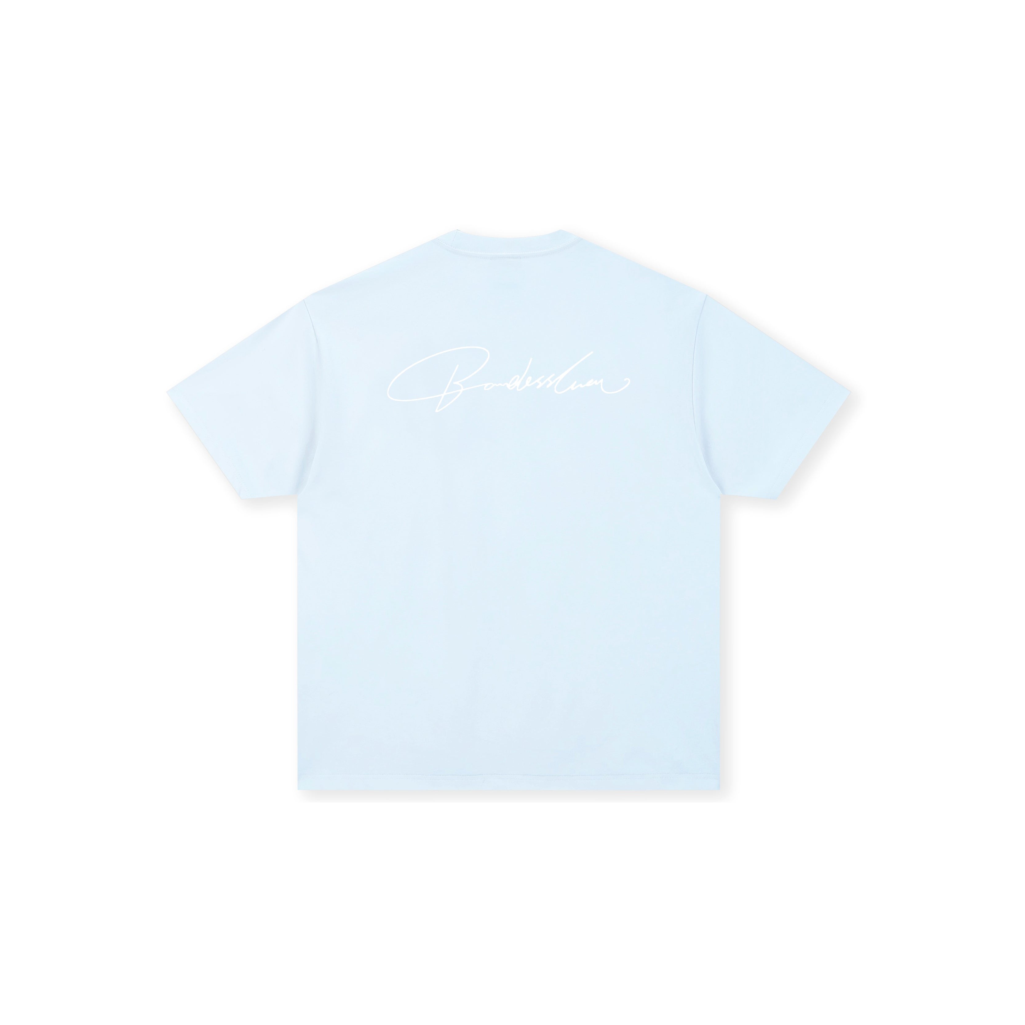Boneless Calligraphy Print T-Shirt 'Light Blue'