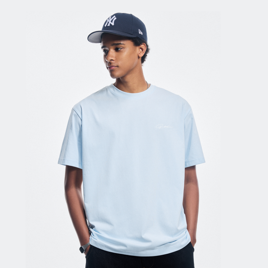 Boneless Calligraphy Print T-Shirt 'Light Blue'