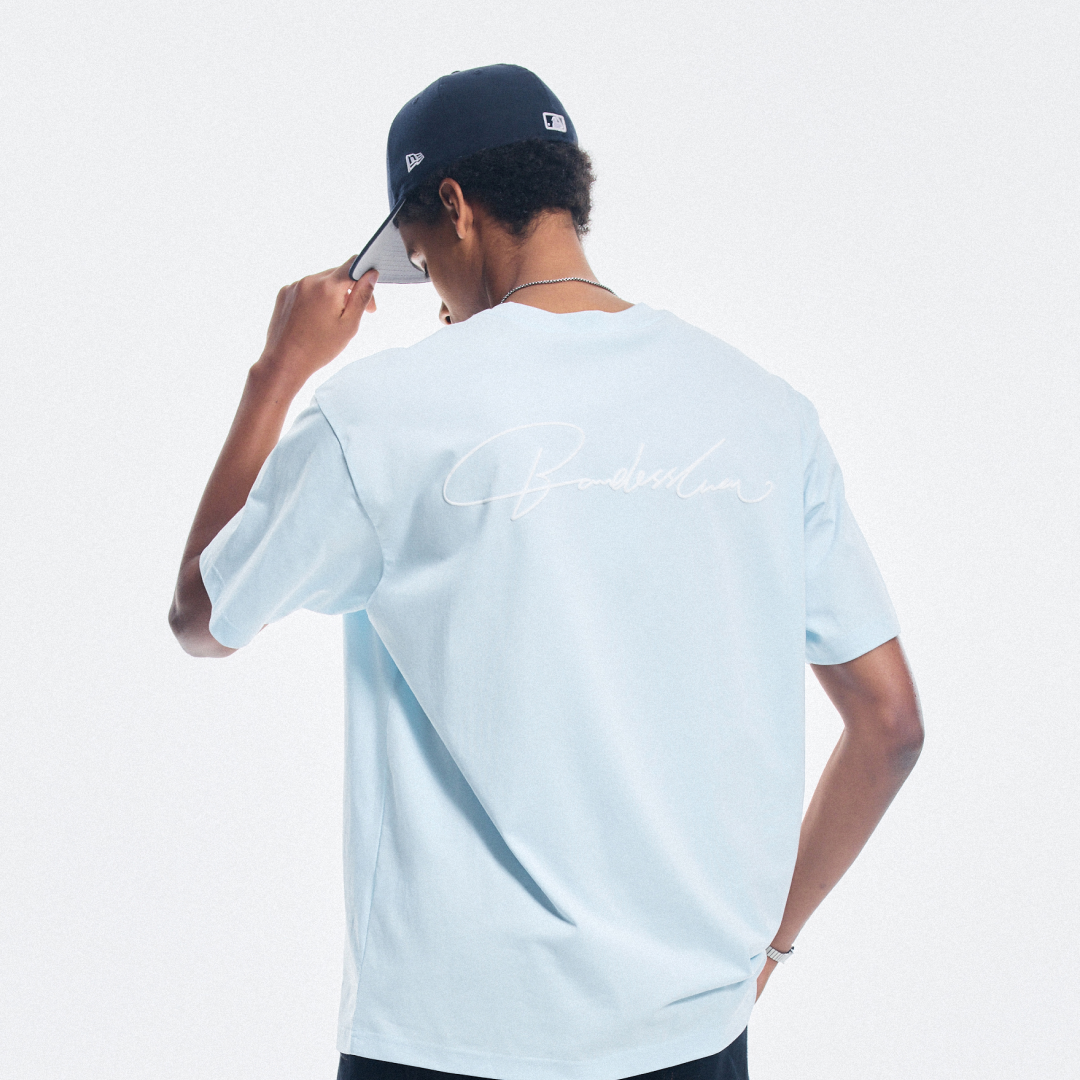 Boneless Calligraphy Print T-Shirt 'Light Blue'