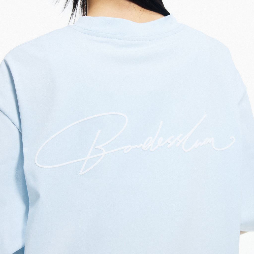 Boneless Calligraphy Print T-Shirt 'Light Blue'