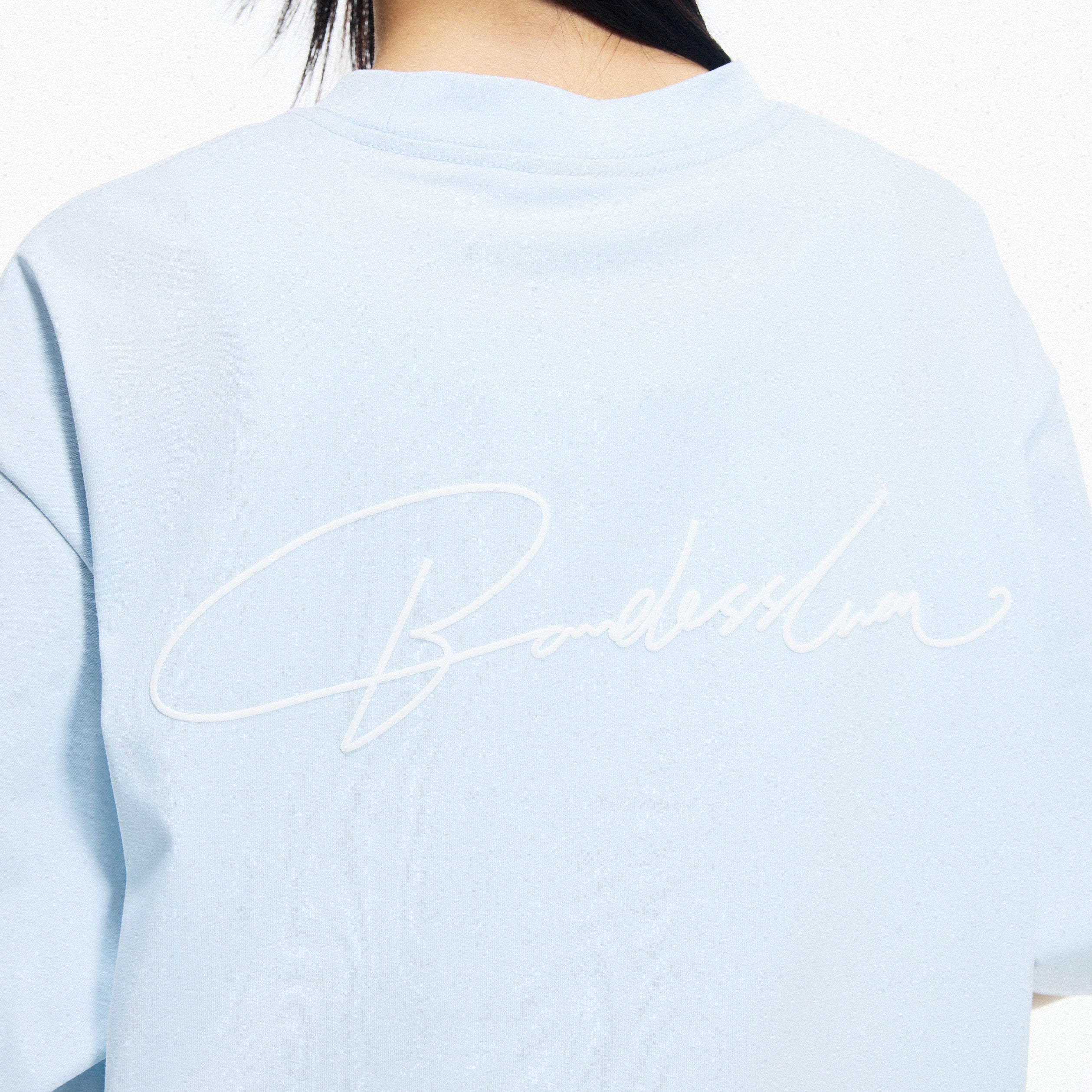 Boneless Calligraphy Print T-Shirt 'Light Blue'