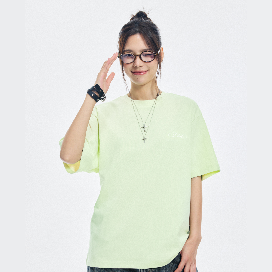Boneless Calligraphy Print T-Shirt 'Green'