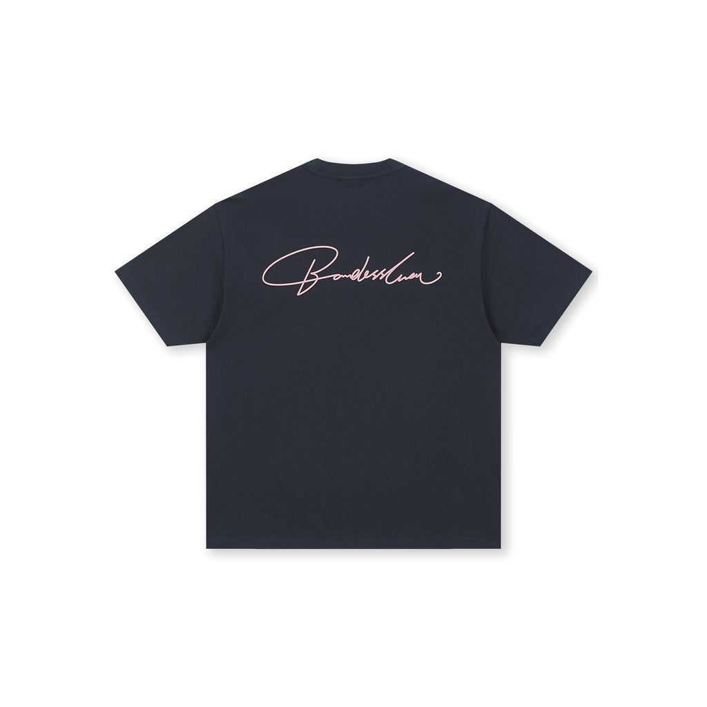 Boneless Calligraphy Print T-Shirt 'Navy'