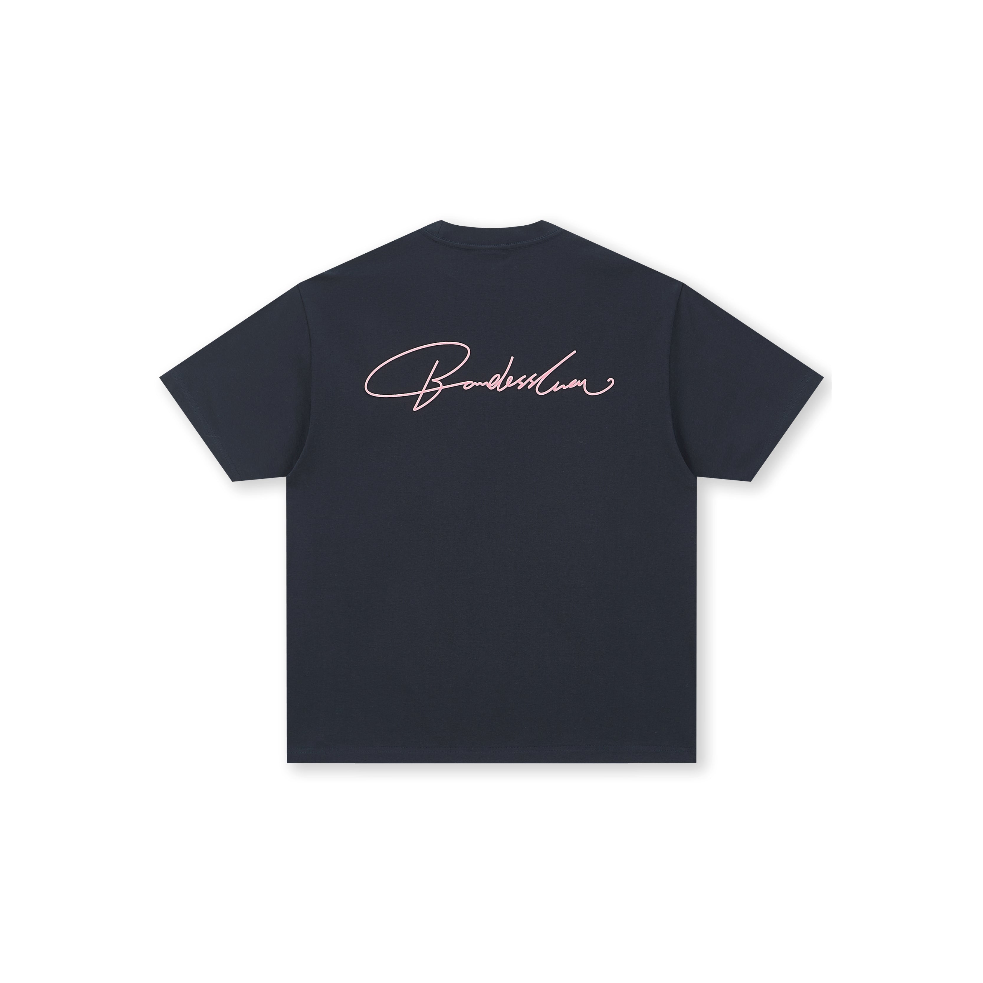 Boneless Calligraphy Print T-Shirt 'Navy'