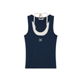 Boneless  Faux Two-Piece Halter Neck Tank Top 'Navy Blue' (WMNS)