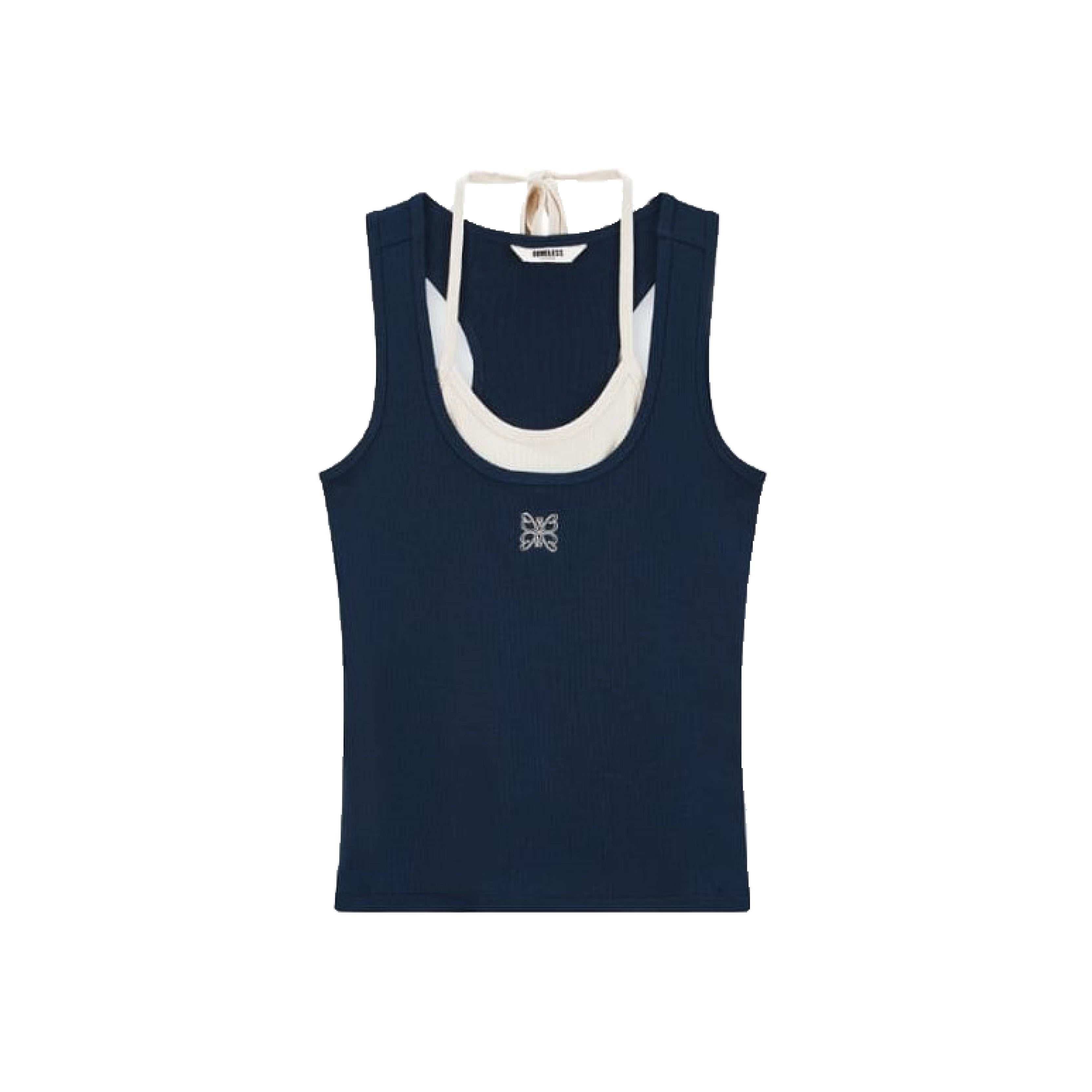 Boneless  Faux Two-Piece Halter Neck Tank Top 'Navy Blue' (WMNS)