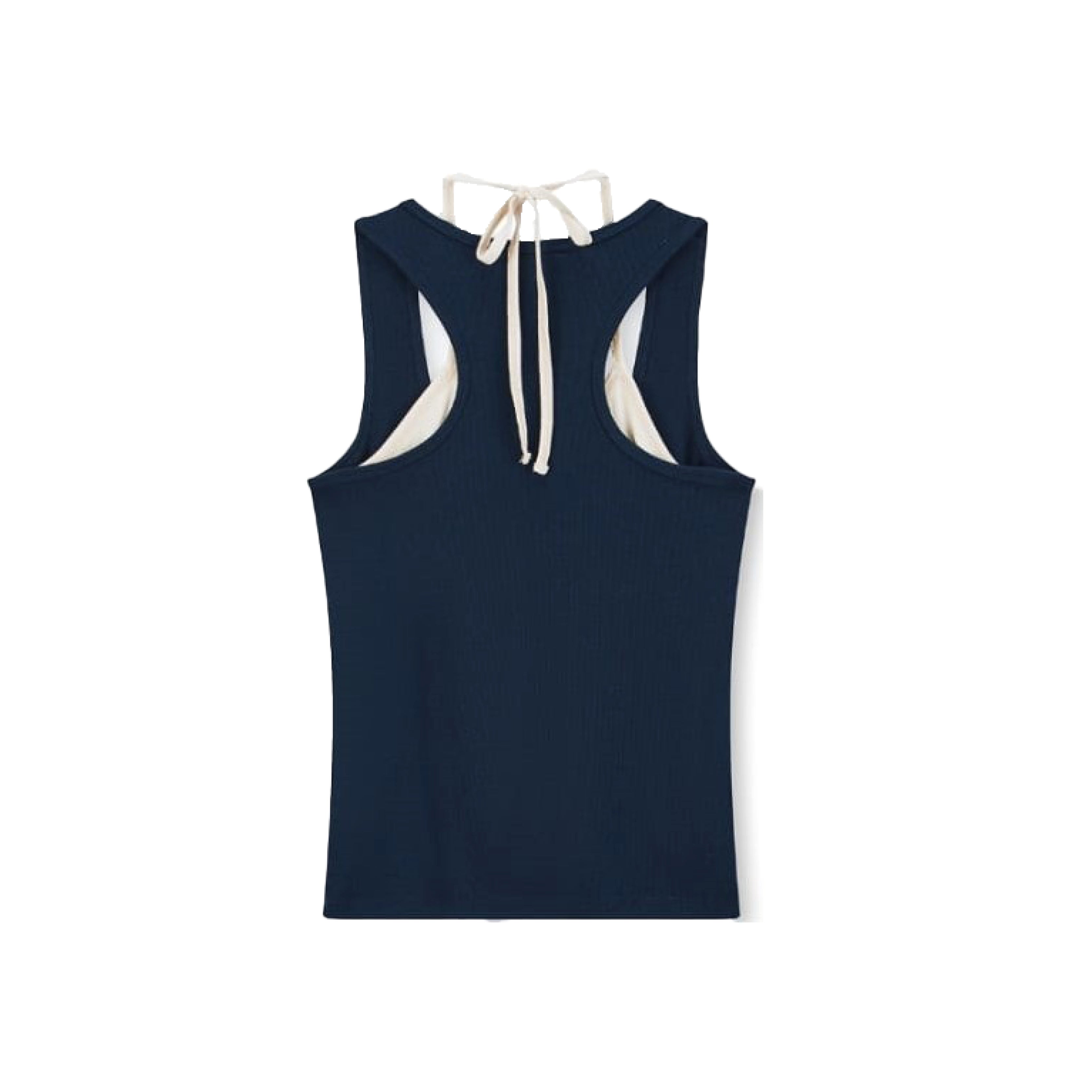Boneless  Faux Two-Piece Halter Neck Tank Top 'Navy Blue' (WMNS)