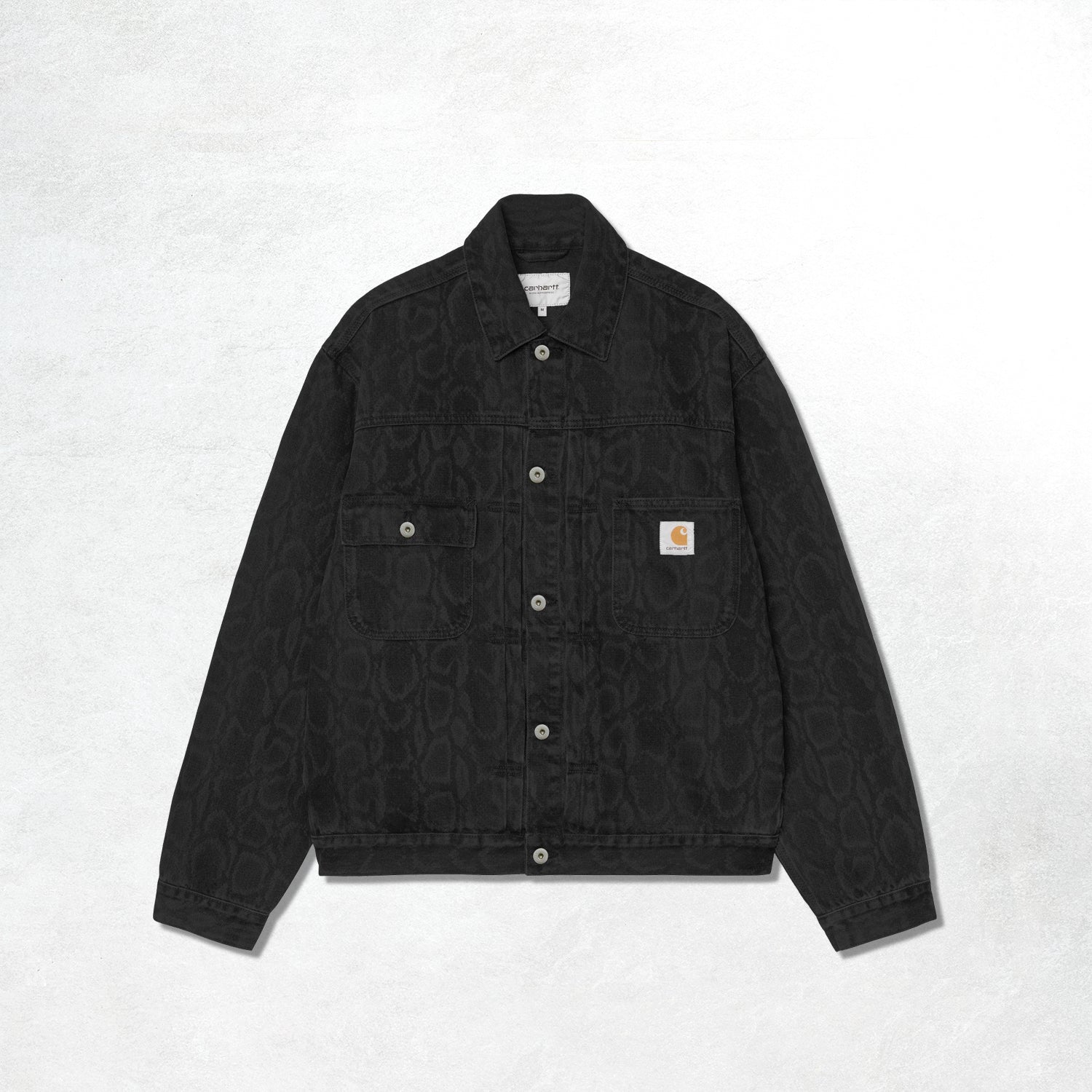 Carhartt WIP Belmar Jacket: Snake Camo, Black