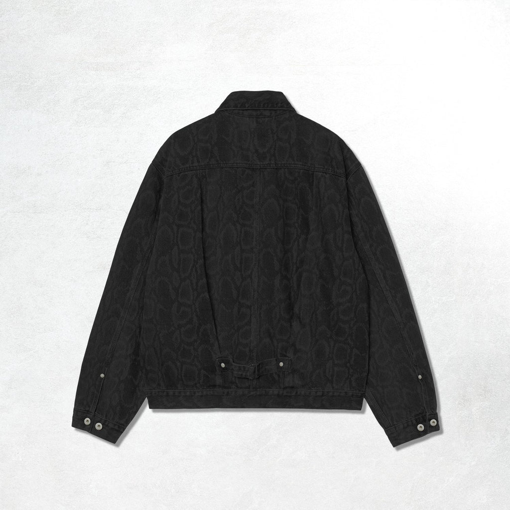Carhartt WIP Belmar Jacket: Snake Camo, Black