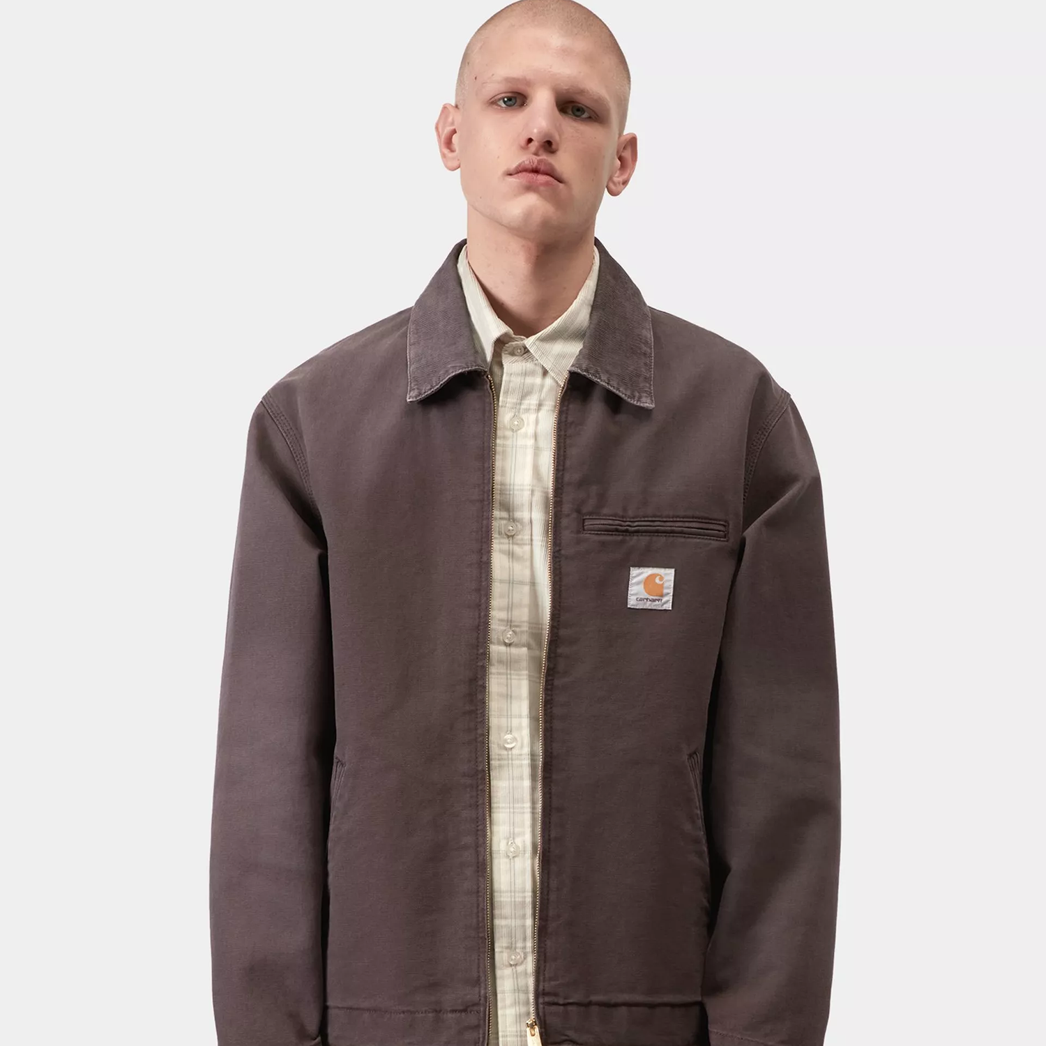 Carhartt WIP Detroit Jacket: Shale / Shale Stone Washed Canvas