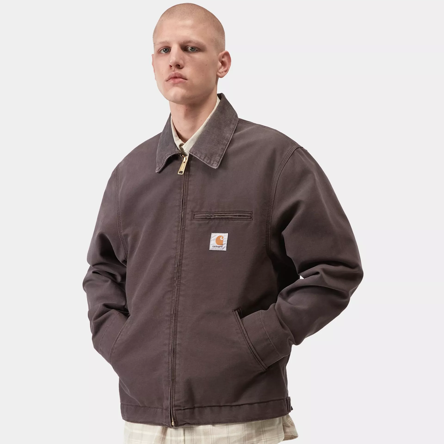 Carhartt WIP Detroit Jacket: Shale / Shale Stone Washed Canvas