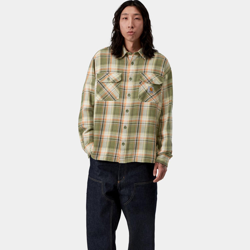 Carhartt WIP L/S Tunick Shirt: Tunick Check, Dollar Green