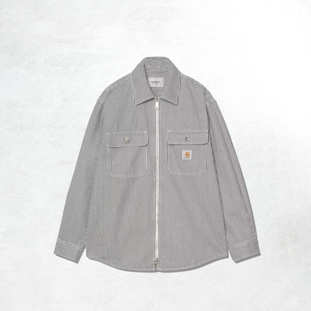 Carhartt WIP Mercer Shirt Jac: Mercer Stripe, Graphite Stone
washed