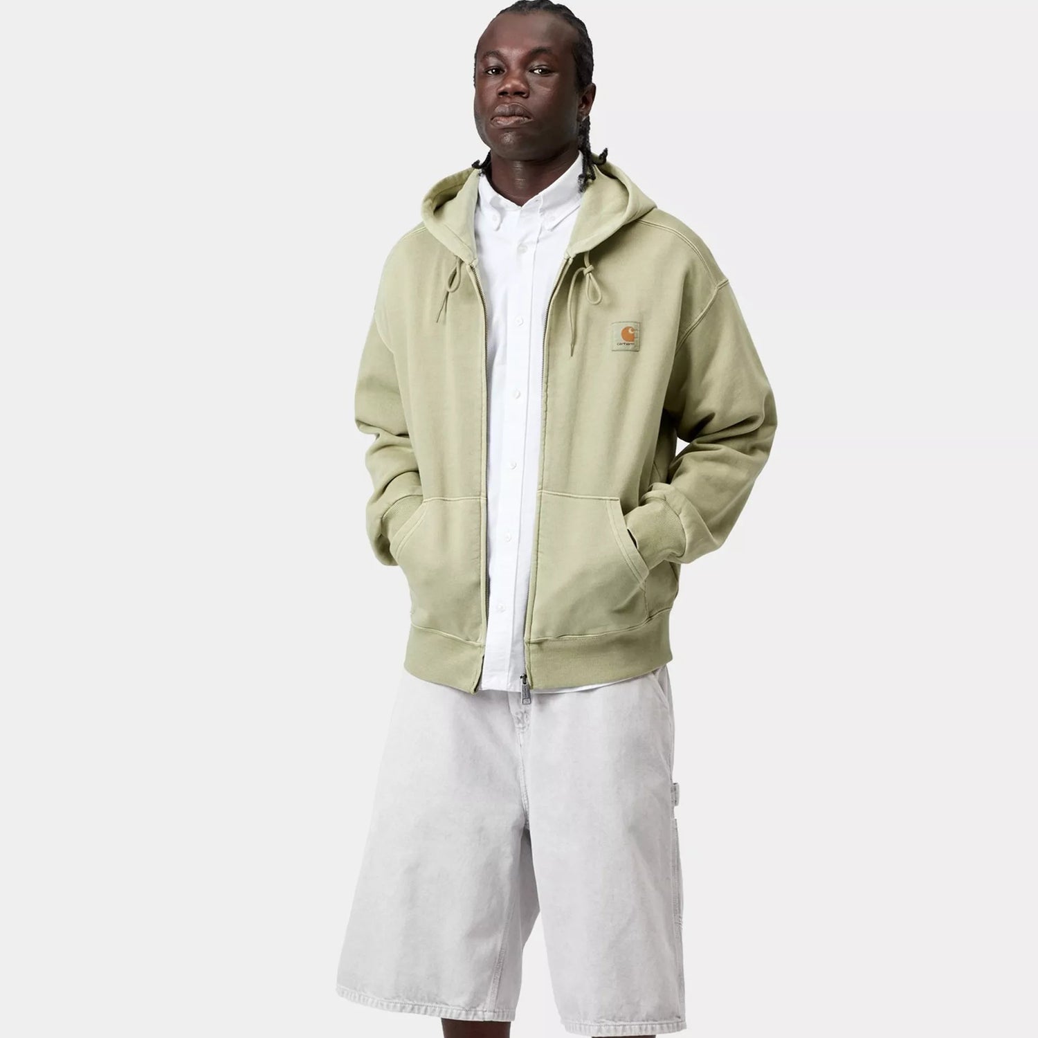 Carhartt WIP OG Single Knee Short: Shale Chalk Wash