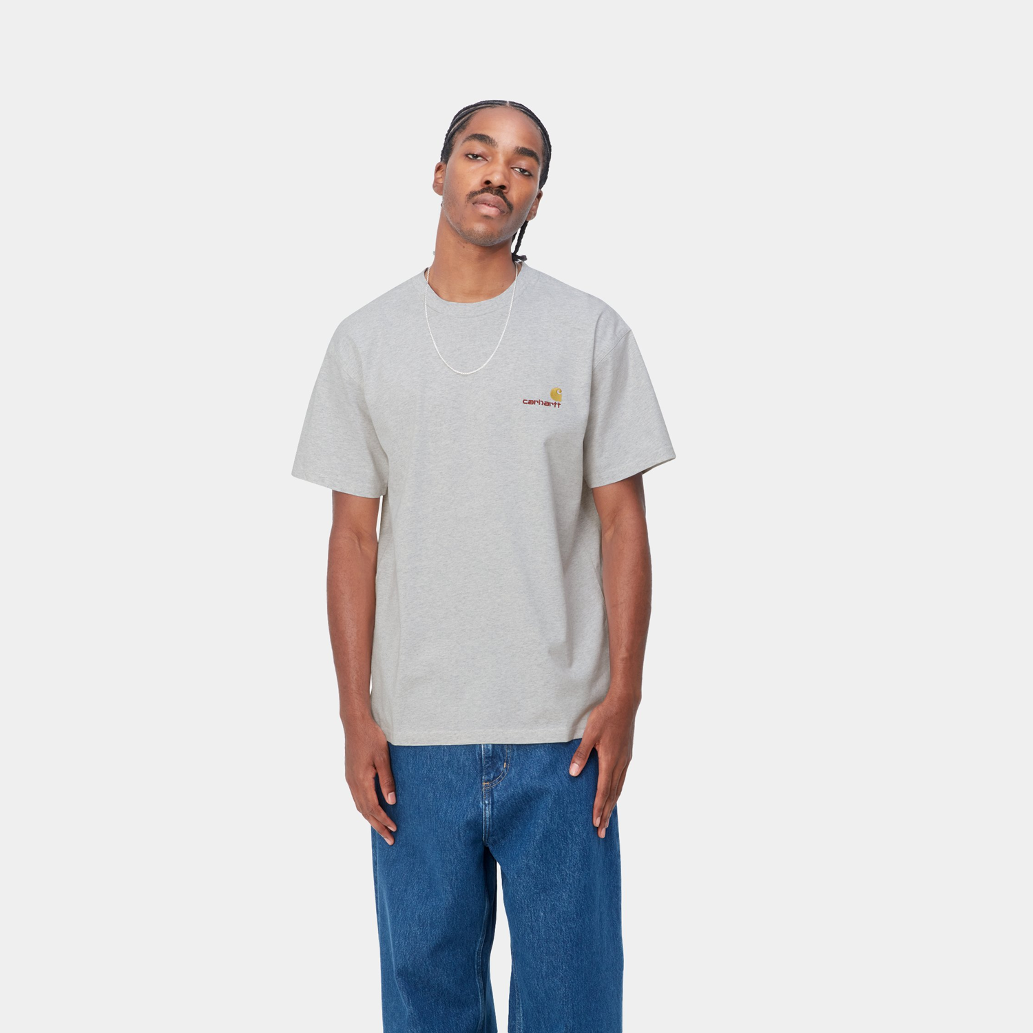 Carhartt WIP S/S American Script T-Shirt: Ash Heather
