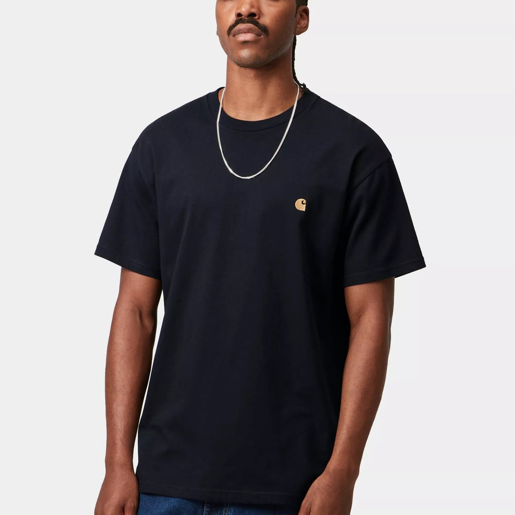Carhartt WIP S/S Chase T-Shirt: Dark Navy / Gold
