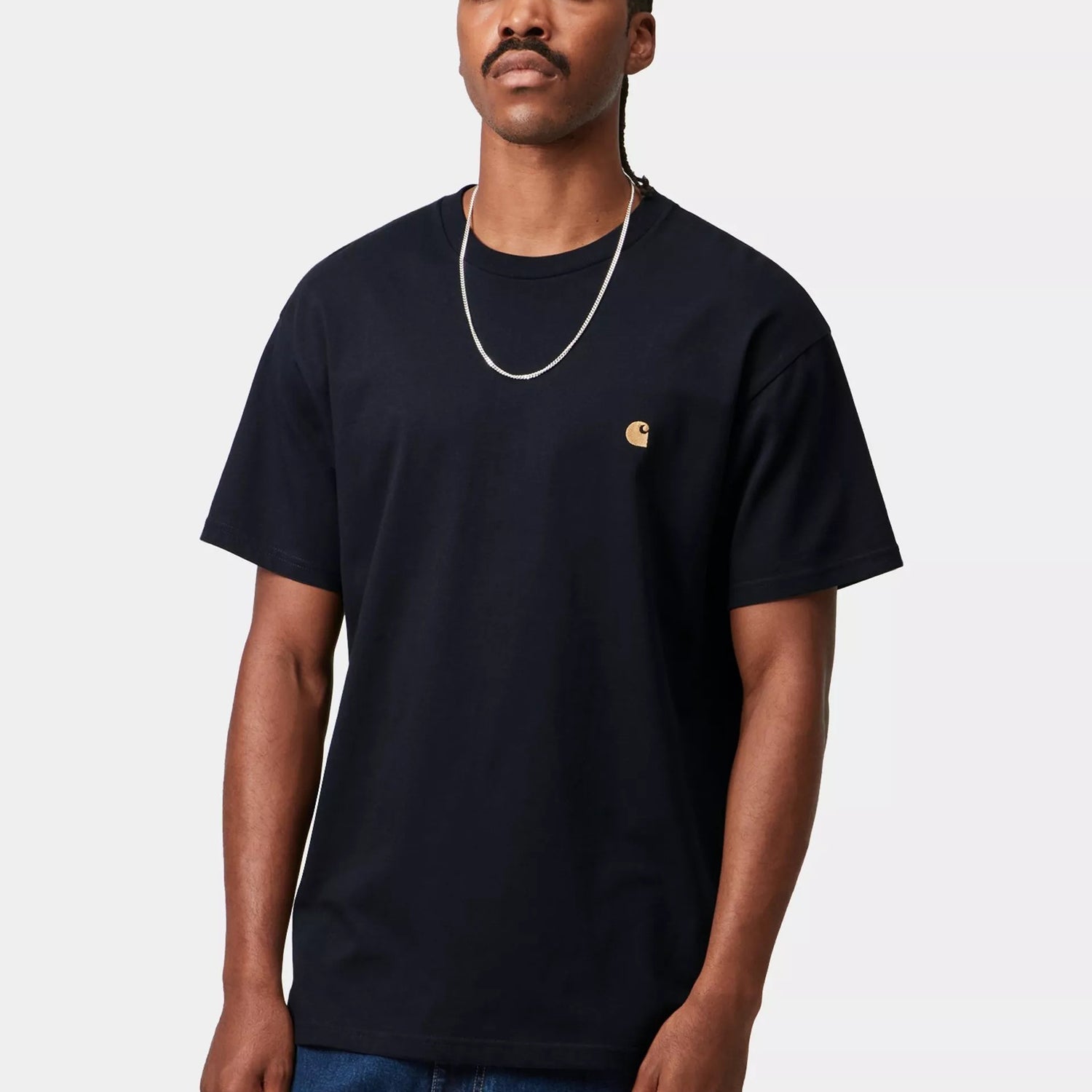 Carhartt WIP S/S Chase T-Shirt: Dark Navy / Gold