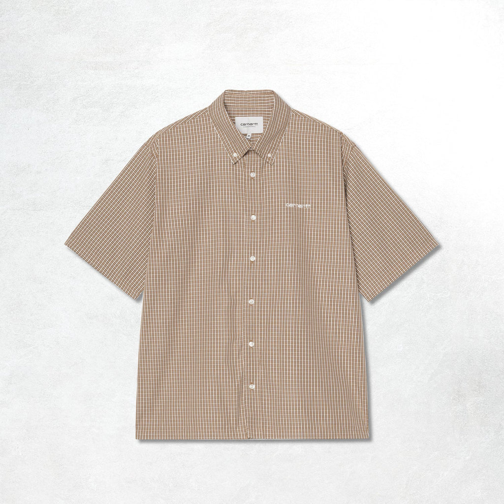 Carhartt WIP S/S Groff Shirt: Groff Check, Hamilton Brown