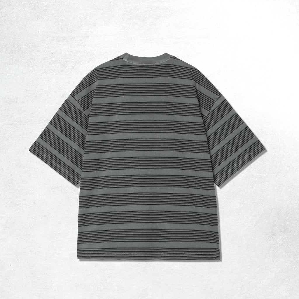 Carhartt WIP S/S Hanson T-Shirt: Hanson Stripe / Kale Green Garment Dyed