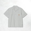 Carhartt WIP S/S Leavel Shirt: Leavel Stripe, Blue River / Wax