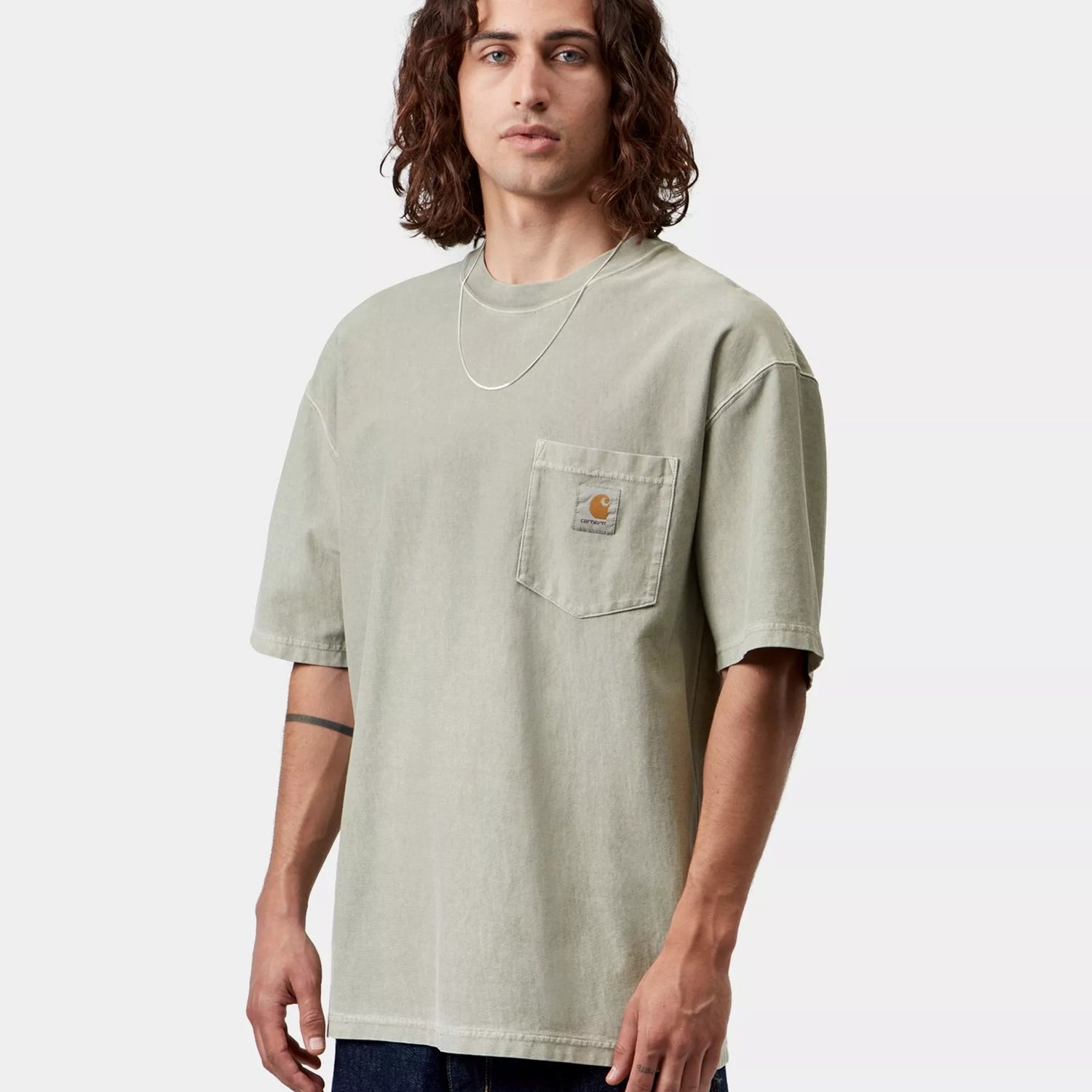 Carhartt WIP S/S Loose Pocket T-Shirt: Shady Green garment dyed
