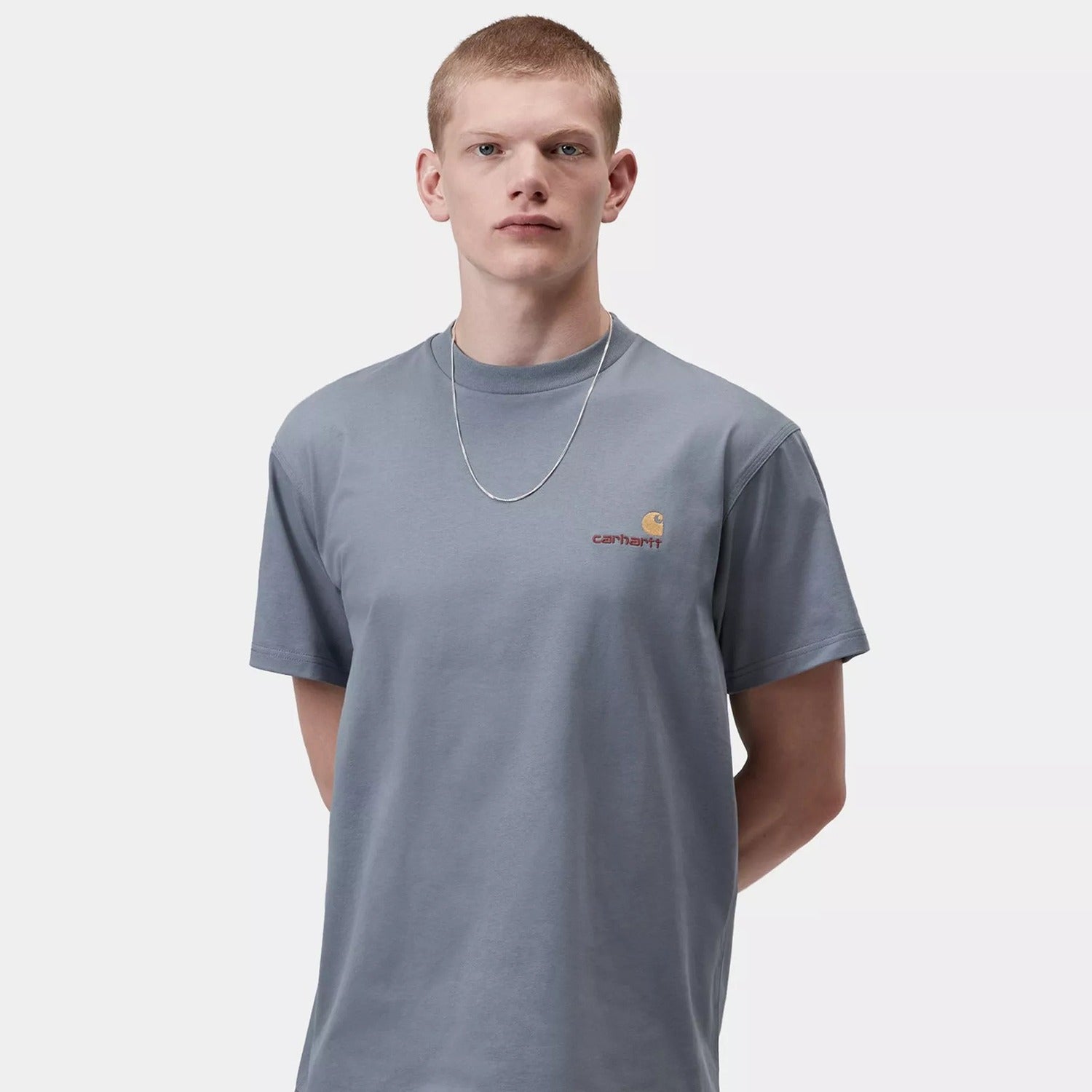 Carhartt WIP S/S American Script T-Shirt: Shady Blue