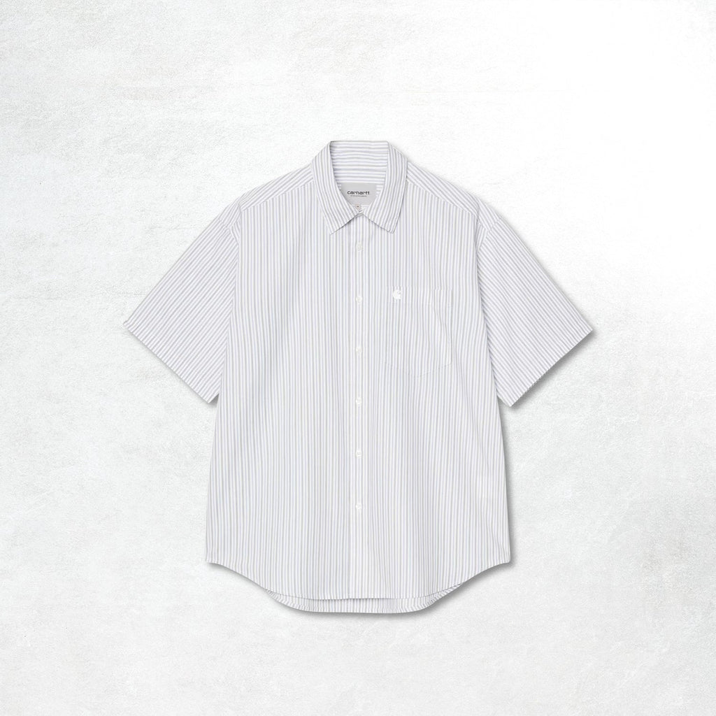Carhartt WIP S/S Keene Shirt: Keene Stripe, White