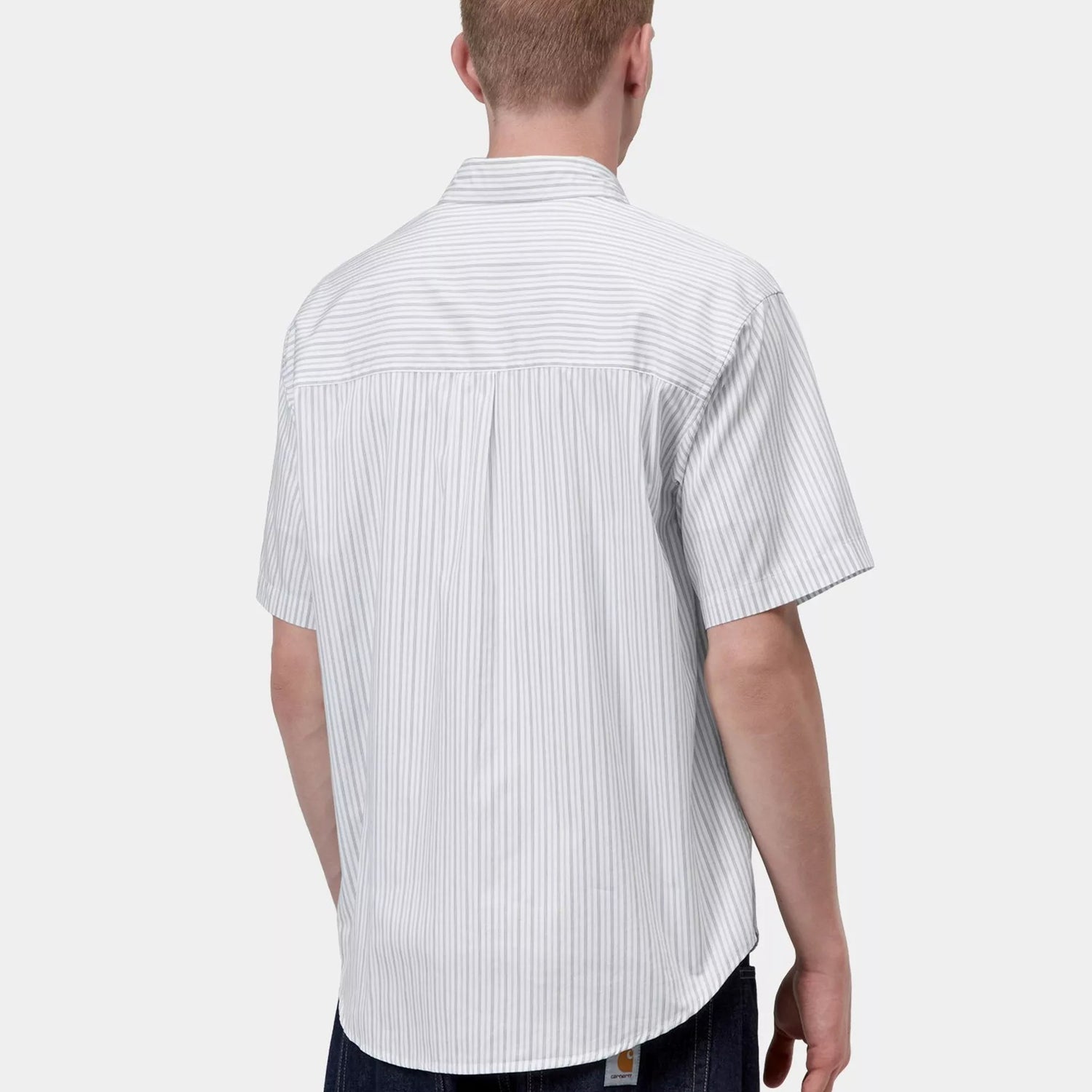Carhartt WIP S/S Keene Shirt: Keene Stripe, White