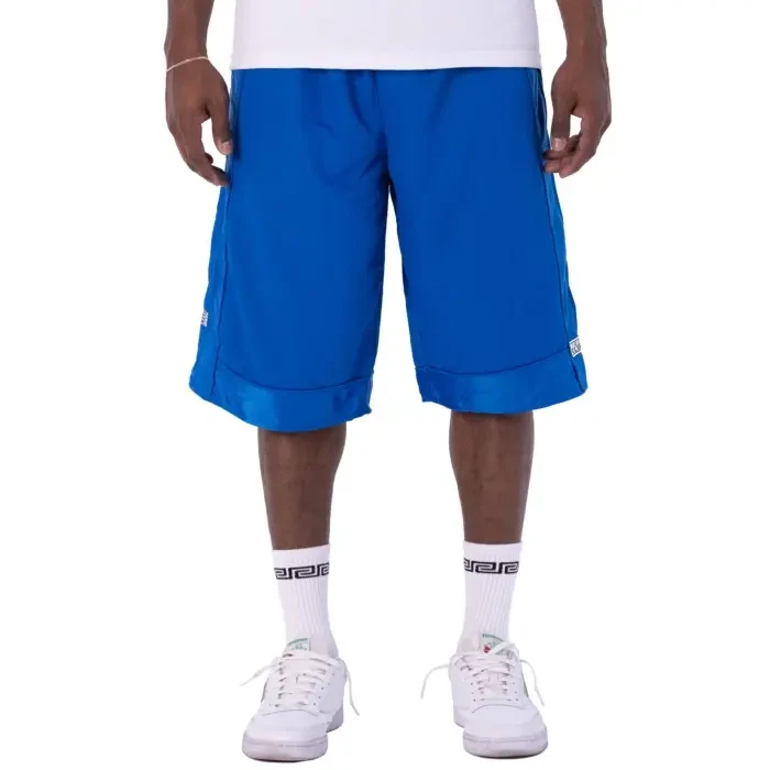 Pro Club Men's Heavyweight Mesh Basketball Shorts (Royal Blue/Red/Brown)